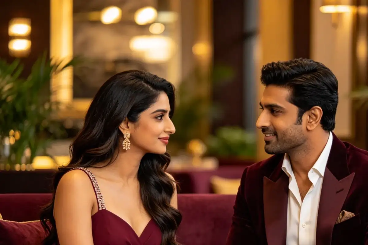 Respectful couple discussing trust and privacy in a premium lounge